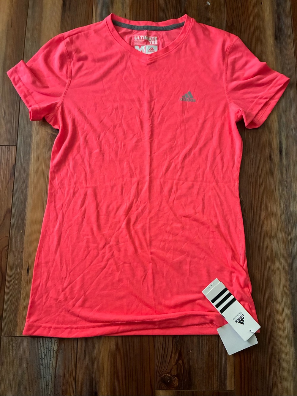 adidas Women’s V-Neck Short Sleeve Tee in Coral